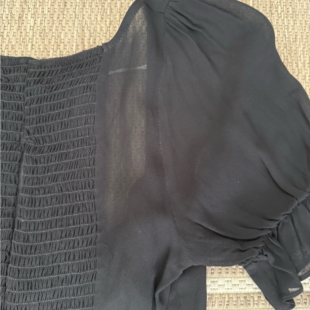 NWT Reformation Delevan Top Black Puff Sleeve Blouse size 6 - Picture 7 of 8